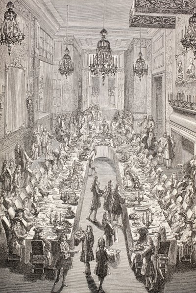 Feast given for the Spanish Ambassador to France in Paris in 1707, 1875 by French School